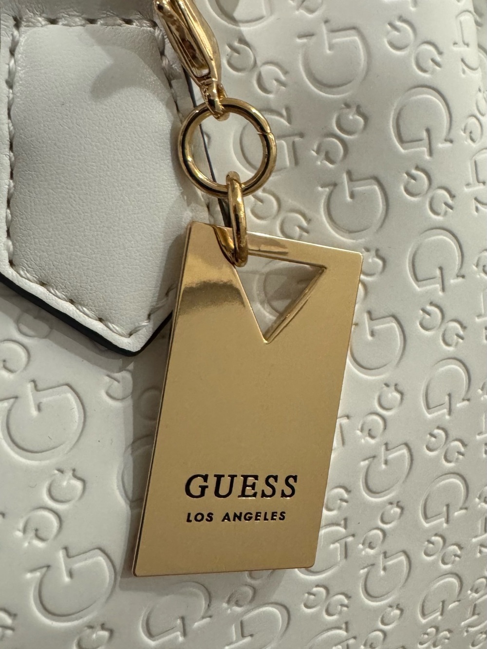GUESS White Embossed Logo Satchel with Gold Hardware - Picture 3 of 7
